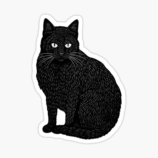 Black Kawaii Cute Anime Cat Sticker for Sale by Darcekar