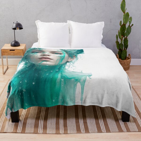 Item preview, Surreal Portrait Girl with Emerald Teal Liquid Color designed and sold by SoccaTamam.