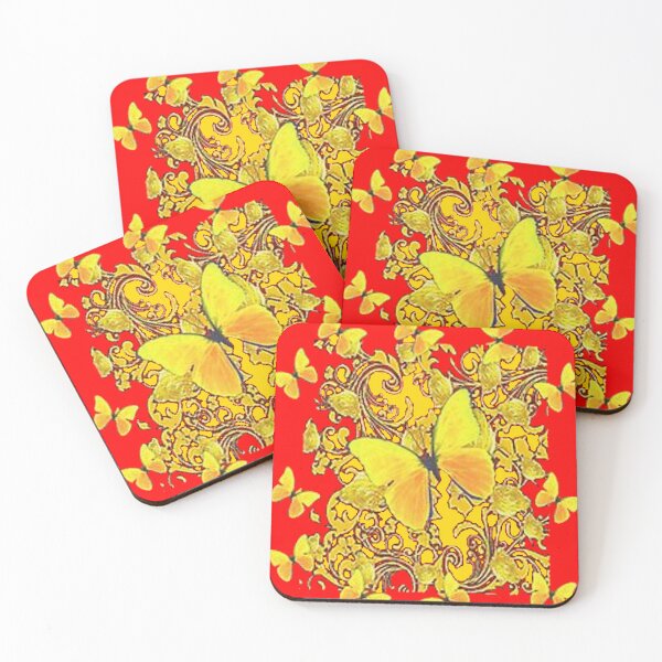 Item preview, GOLDEN BUTERFLIES DESIGN ABSTRACT RED ART designed and sold by sharlesart.