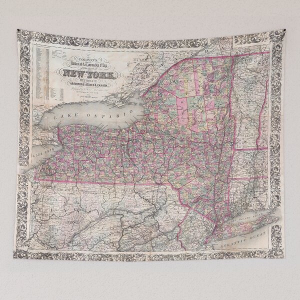 Item preview, Vintage New York State Railroad Map (1876) designed and sold by BravuraMedia.