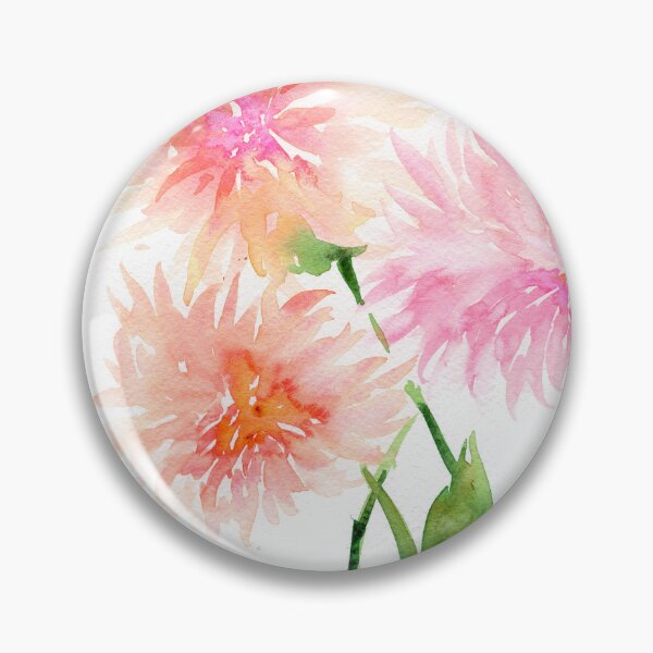 Item preview, Pink and coral dahlias watercolor painting designed and sold by AnissaF.