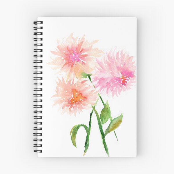 Item preview, Pink and coral dahlias watercolor painting designed and sold by AnissaF.