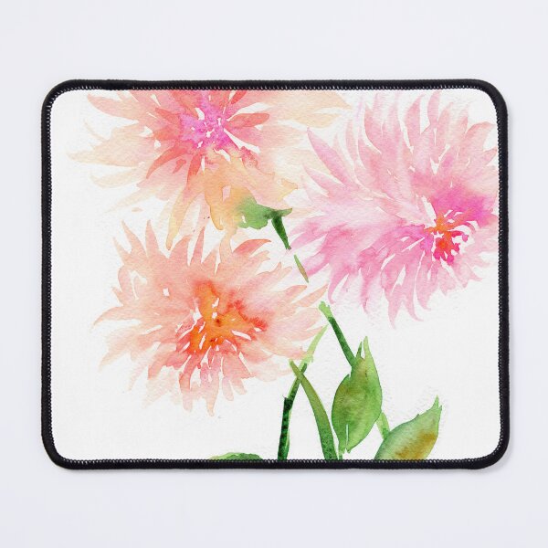 Item preview, Pink and coral dahlias watercolor painting designed and sold by AnissaF.