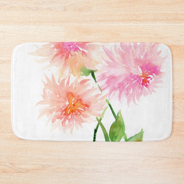 Item preview, Pink and coral dahlias watercolor painting designed and sold by AnissaF.