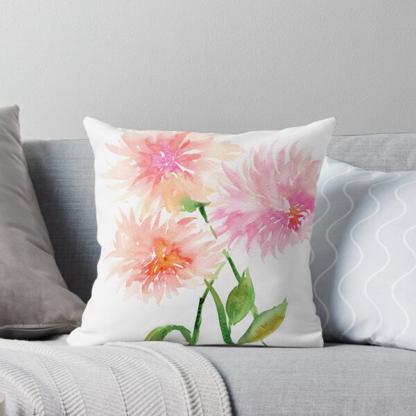 Item preview, Pink and coral dahlias watercolor painting designed and sold by AnissaF.