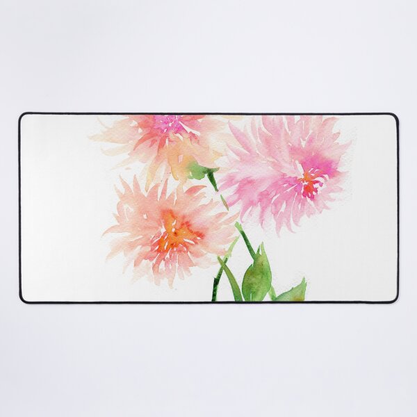 Item preview, Pink and coral dahlias watercolor painting designed and sold by AnissaF.