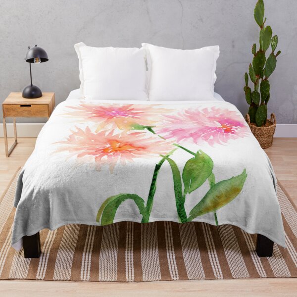 Item preview, Pink and coral dahlias watercolor painting designed and sold by AnissaF.