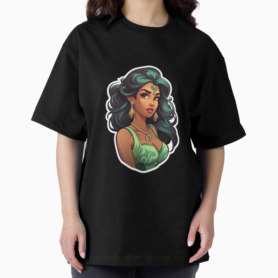Indian Queen Indian Princess Wearing Green Oversized T-Shirt New Design