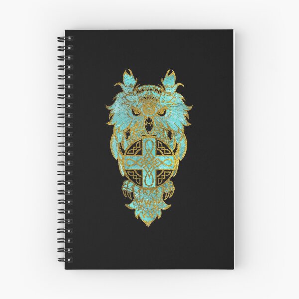 Item preview, Gold and glass owl with celtic cross designed and sold by k9printart.