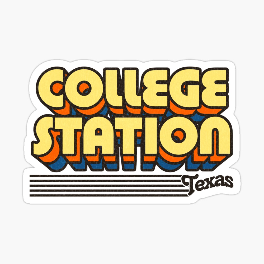 College Station, Texas | Retro Stripes Sticker