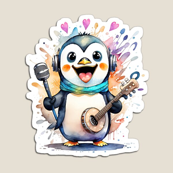 Artikelvorschau, Fröhlicher Mandolinenpinguin entworfen und verkauft von Chrisseee.