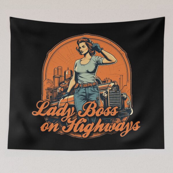 Item preview, Lady boss on highways - Cute lady trucking designed and sold by JansenGS.