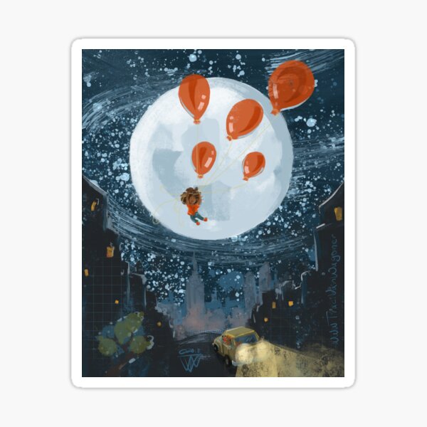 Balloon Lift Off 7, Moon Balloons Sticker