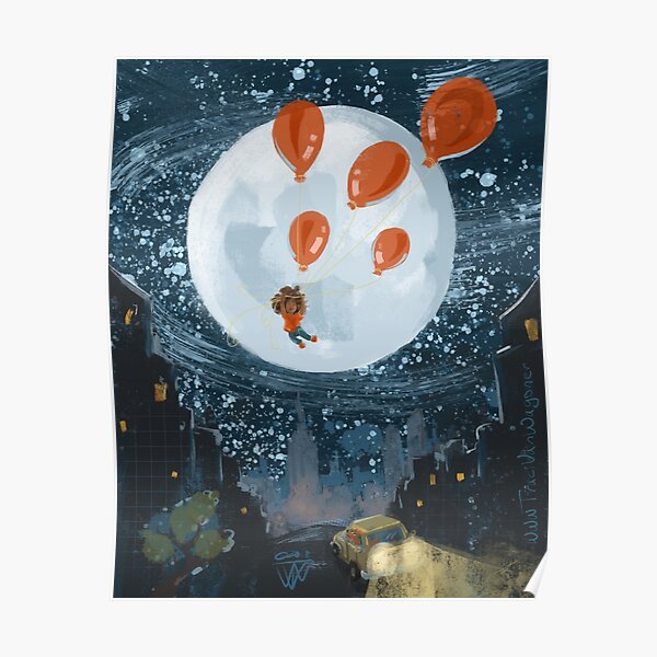 Balloon Lift Off 7, Moon Balloons Poster
