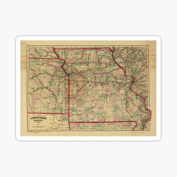 Item preview, Vintage Missouri Railroad Map (1872)  designed and sold by BravuraMedia.
