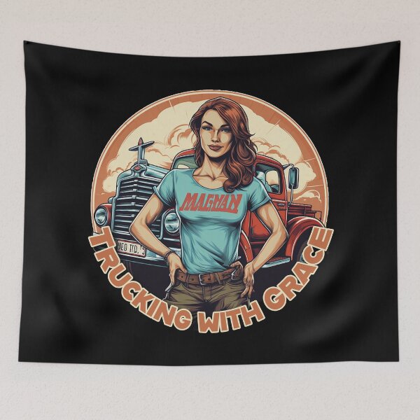 Item preview, Trucking with grace - Cute lady trucking designed and sold by JansenGS.