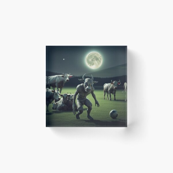 Ugly Alien playing Football Acrylic Block