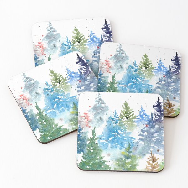 Item preview, Rainbow colored misty, foggy forest watercolor painting designed and sold by AnissaF.