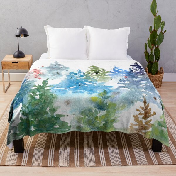 Item preview, Rainbow colored misty, foggy forest watercolor painting designed and sold by AnissaF.
