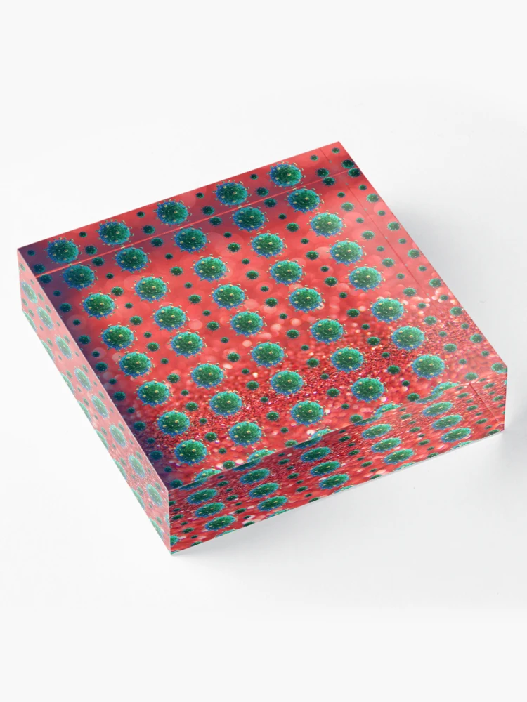 Aperçu 4 sur 5. Bloc acrylique avec l'œuvre Sida Motif Rouges créée et vendue par Profitrip.