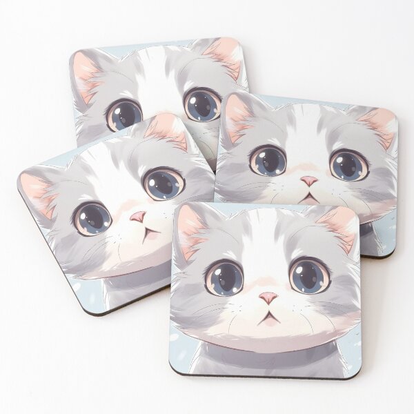 Item preview, Cute Grey and White Kitty with Blue Eyes designed and sold by CakesMilkTea.