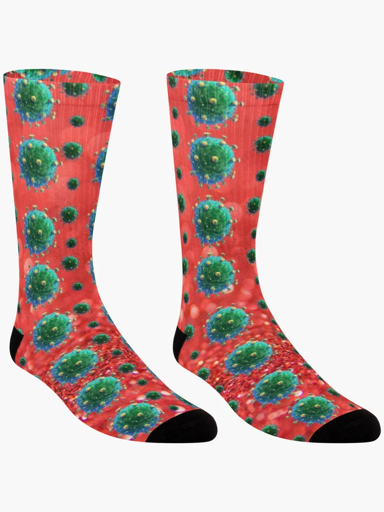Aperçu 3 sur 5. Chaussettes avec l'œuvre Sida Motif Rouges créée et vendue par Profitrip.