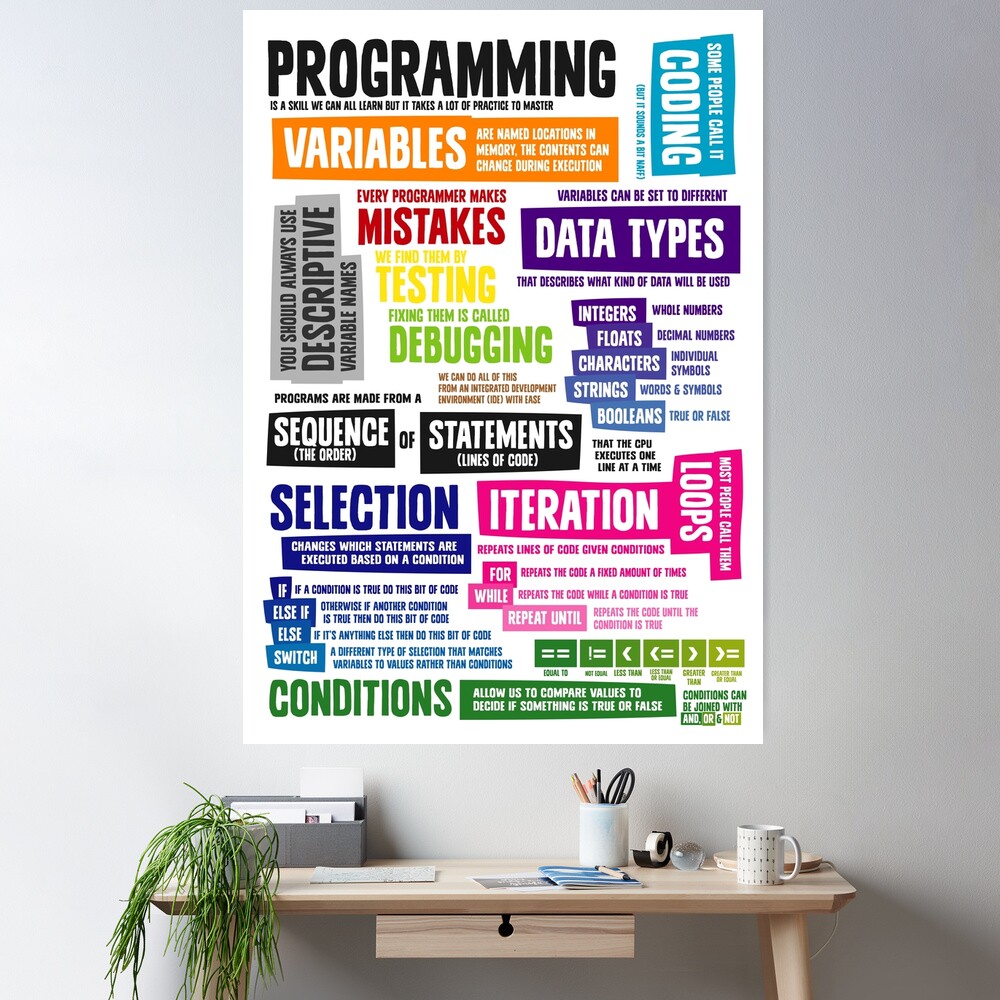 Programming Coding Key Vocabulary Literacy and Definitions Poster