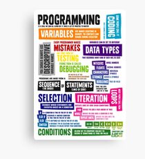 Programming Coding Key Vocabulary Literacy and Definitions Canvas Print