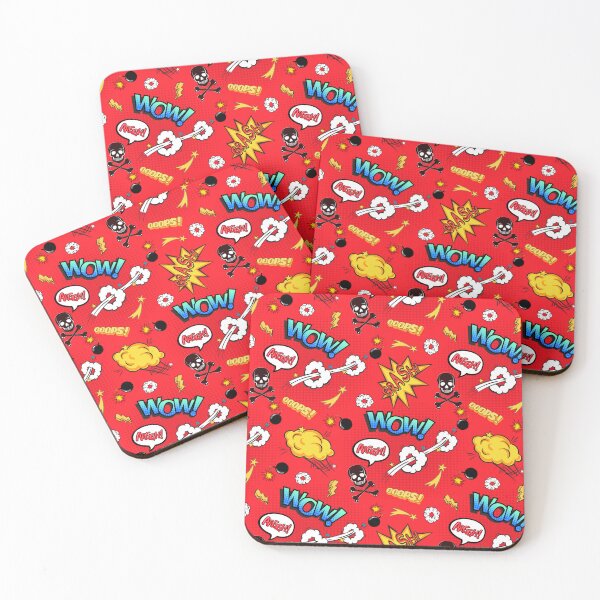 Item preview, Seamless Red  Comics theme Pattern, In the style of pattern explosion, playful illustrative skull motifs, Cartoon designed and sold by SE7VENTH.