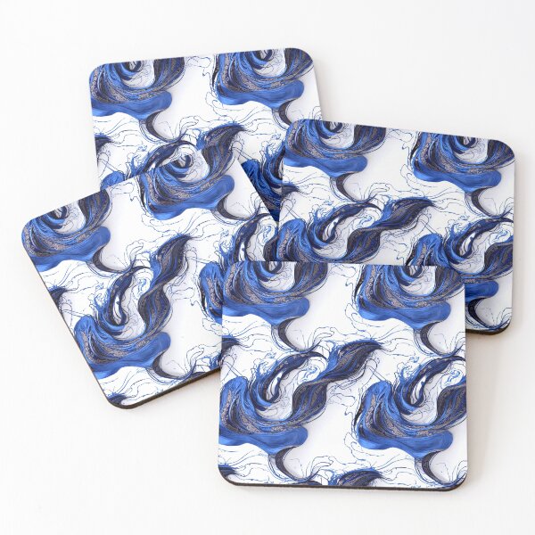 Item preview, Dark Blue and White Vibrant intricate fabric pattern  designed and sold by Theo-B.