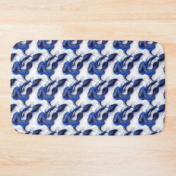Item preview, Dark Blue and White Vibrant intricate fabric pattern  designed and sold by Theo-B.
