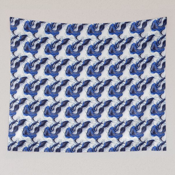 Item preview, Dark Blue and White Vibrant intricate fabric pattern  designed and sold by Theo-B.
