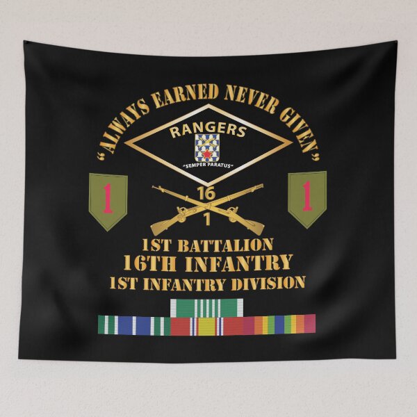 Item preview, Army - Always Earned Never Given - Vet w 1st Bn 16th Infantry - 1st ID w SPECIAL SVC X 300 designed and sold by Military Insignia Products.