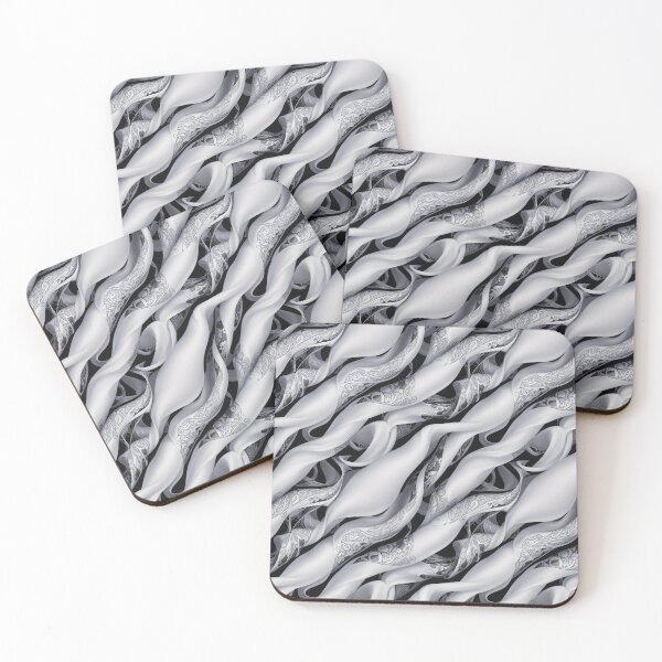Item preview, White and Black intricate fabric pattern  designed and sold by Theo-B.