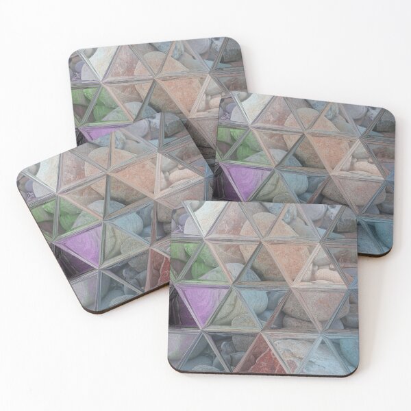 Item preview, Geometric Abstract Art Maximalist Style Triangles Mosaic over Colorful Beach Pebbles 2 of 4 designed and sold by Beachy.
