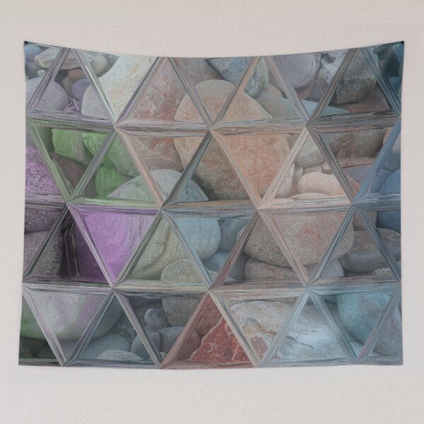 Item preview, Geometric Abstract Art Maximalist Style Triangles Mosaic over Colorful Beach Pebbles 2 of 4 designed and sold by Beachy.