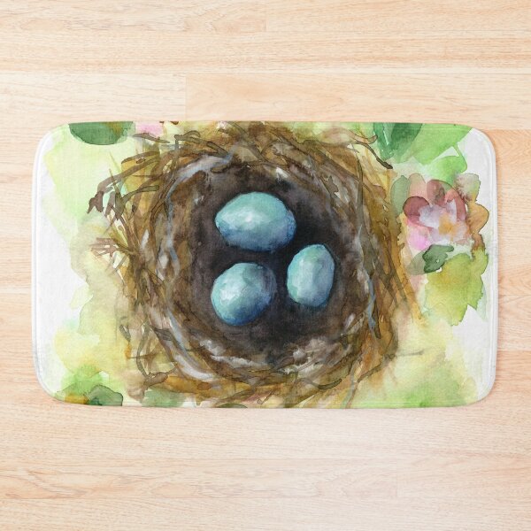 Item preview, Robin eggs bird nest watercolor painting designed and sold by AnissaF.