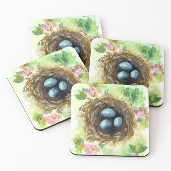 Item preview, Robin eggs bird nest watercolor painting designed and sold by AnissaF.