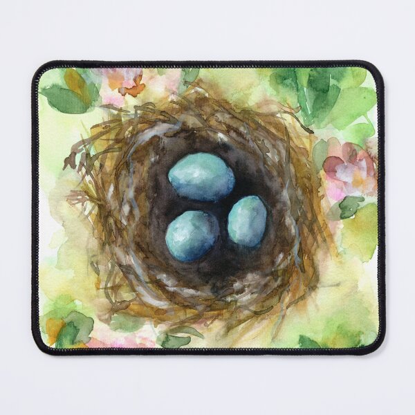 Item preview, Robin eggs bird nest watercolor painting designed and sold by AnissaF.