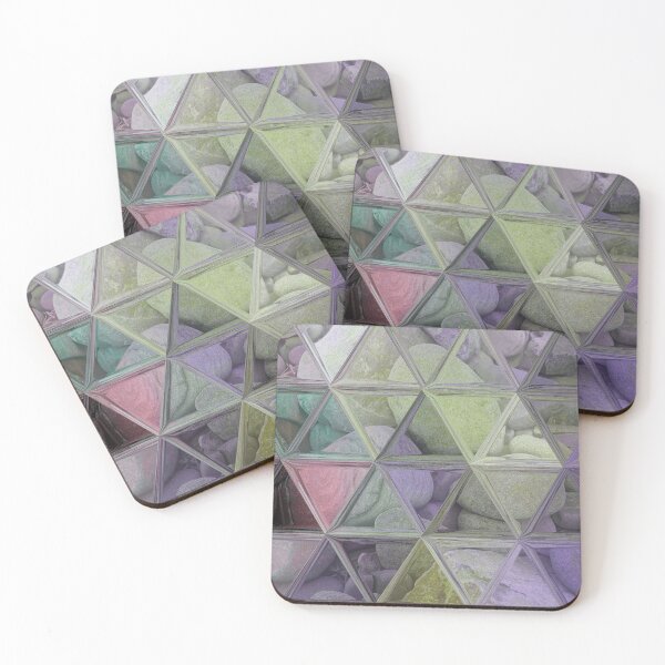 Item preview, Geometric Abstract Art Maximalist Style Triangles Mosaic over Colorful Beach Pebbles 3 of 4 designed and sold by Beachy.
