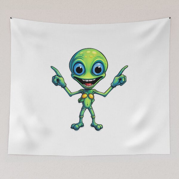 Item preview, Happy positive alien hands up designed and sold by SmileshareShop.