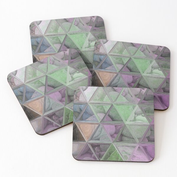 Item preview, Geometric Abstract Art Maximalist Style Triangles Mosaic over Colorful Beach Pebbles 4 of 4 designed and sold by Beachy.