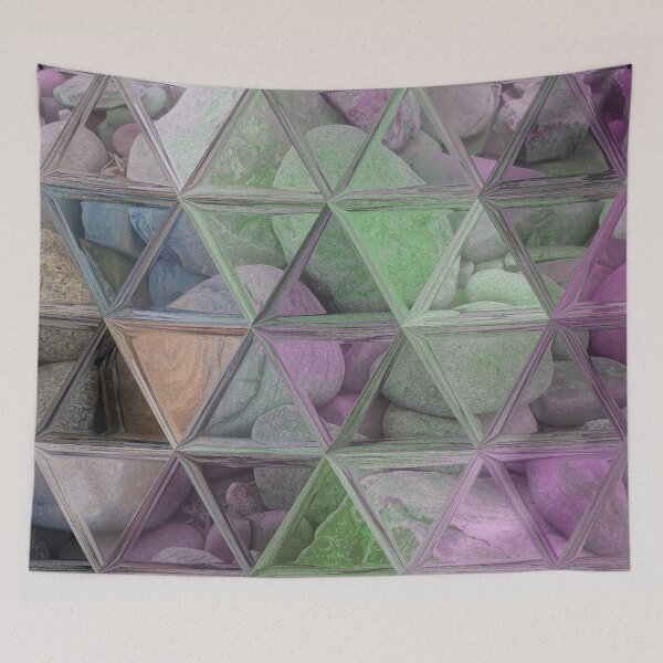 Item preview, Geometric Abstract Art Maximalist Style Triangles Mosaic over Colorful Beach Pebbles 4 of 4 designed and sold by Beachy.