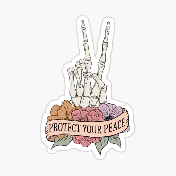 Item preview, "Protect Your Peace" Skeleton Peace Sign designed and sold by FlawlessSeams.