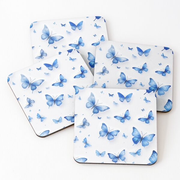 Item preview, Stunning Blue Butterfly Pattern on White Background designed and sold by Sir Meow Meow.