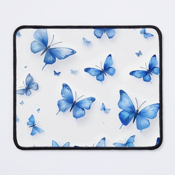 Item preview, Stunning Blue Butterfly Pattern on White Background designed and sold by Sir Meow Meow.