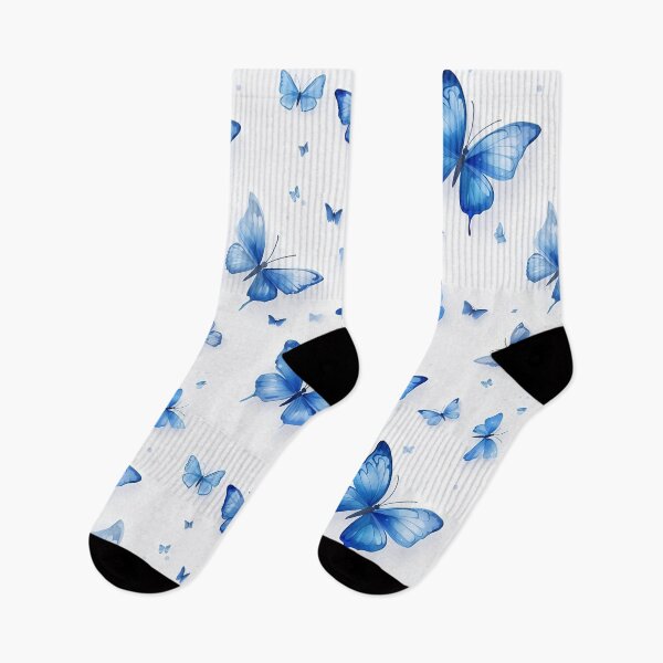 Item preview, Stunning Blue Butterfly Pattern on White Background designed and sold by Sir Meow Meow.