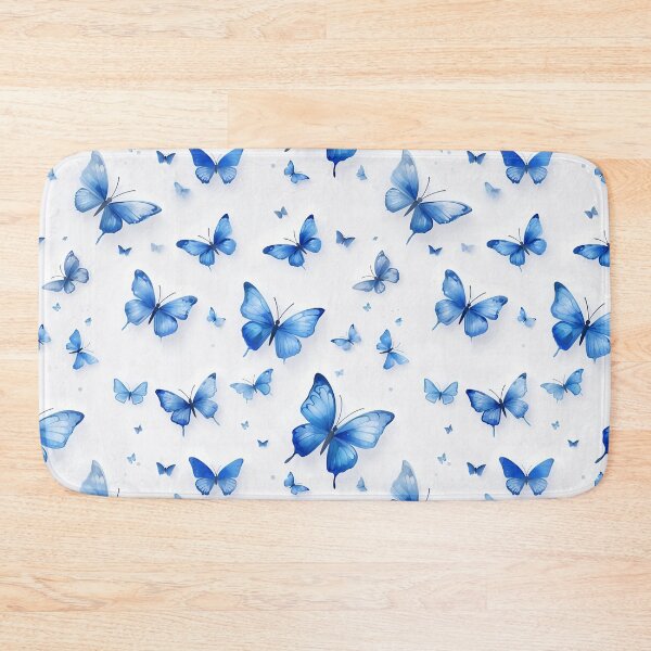 Item preview, Stunning Blue Butterfly Pattern on White Background designed and sold by Sir Meow Meow.