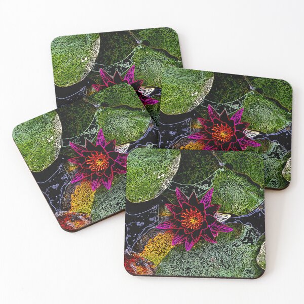 Item preview, Fuschia water Lily in a neon squiggle designed and sold by Susan Gallup.
