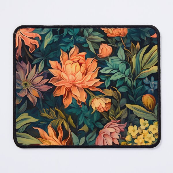 Aperçu de l'œuvre Motif floral de peinture orange, violet et jaune créée et vendue par SpDesignsC.